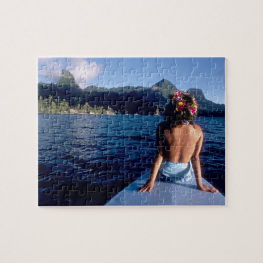 Französisch-Polynesien, Moorea. Frauen mit Blick a Puzzle (Horizontal)