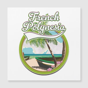 Französisch-Polynesien Reise Logo. Magnetkarte