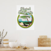 Französisch-Polynesien Reise Logo. Poster (Küche)