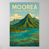 Französisch-Polynesien Reiseplakat - Retro Moorea Poster (Vorne)
