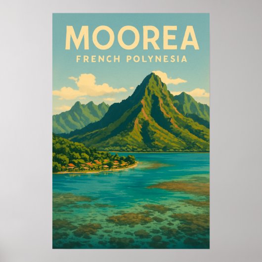 Französisch-Polynesien Reiseplakat - Retro Moorea Poster (Vorne)