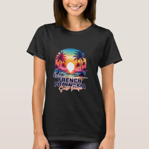 Französisch Polynesien Sunset Beach Palm Treppe So T-Shirt