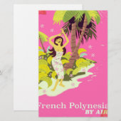 Französisch-Polynesien-Vintage-Poster Briefpapier (Vorne/Hinten)