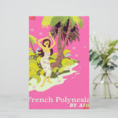Französisch-Polynesien-Vintage-Poster Briefpapier (Stehend Vorderseite)