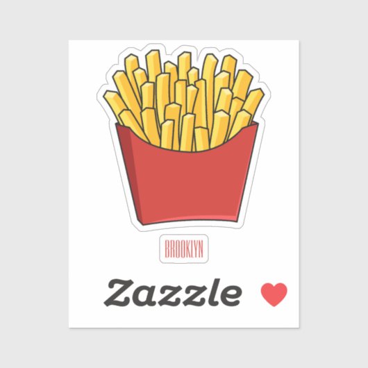 Französisch Pommes Cartoon Abbildung Aufkleber (Blatt)