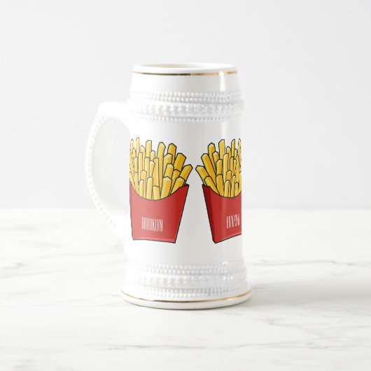 Französisch Pommes Cartoon Abbildung Bierglas (Vorderseite Links)