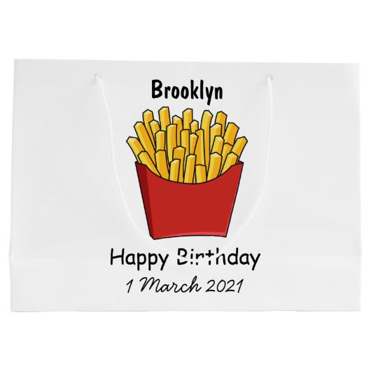 Französisch Pommes Cartoon Abbildung Große Geschenktüte (Rückseite)