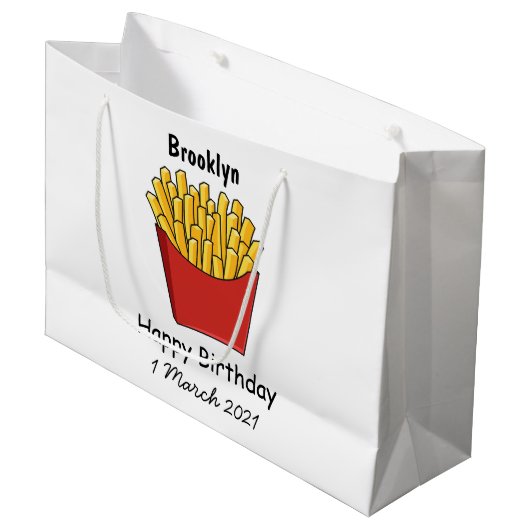 Französisch Pommes Cartoon Abbildung Große Geschenktüte (Vorderseite Schrägansicht)