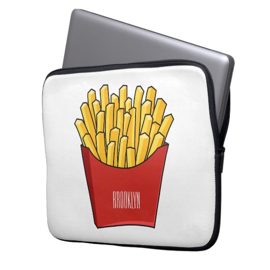 Französisch Pommes Cartoon Abbildung Laptopschutzhülle (Vorderseite Links)