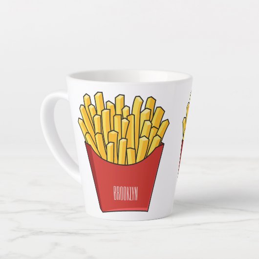 Französisch Pommes Cartoon Abbildung Milchtasse (Linke Ecke)