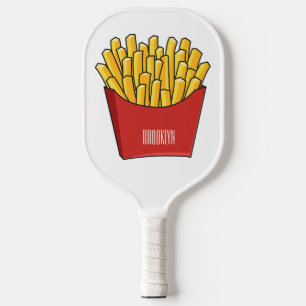 Französisch Pommes Cartoon Abbildung Pickleball Schläger