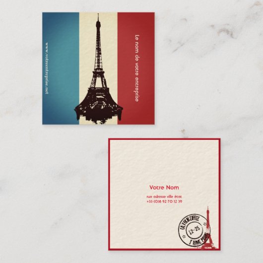 Französisch Quadratische Visitenkarte (Vorne/Hinten)