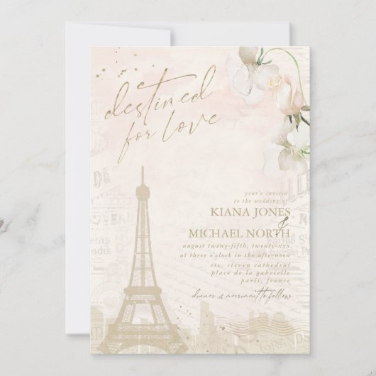 Französisch-Romance Wedding Blush ID870 Einladung (Vorderseite)