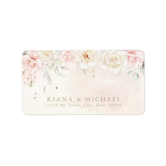 Französisch-Romance Wedding Floral Blush ID870 Adressaufkleber (Vorne)