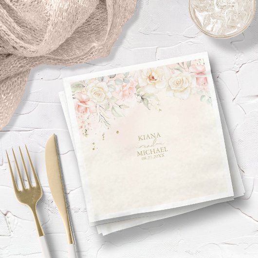 Französisch-Romance Wedding Floral Blush ID870 Serviette