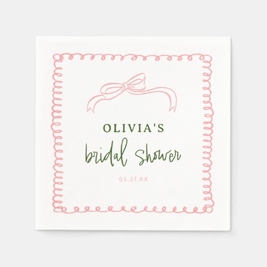 Französisch-rosa-grünes Brautparty Serviette (Vorderseite)