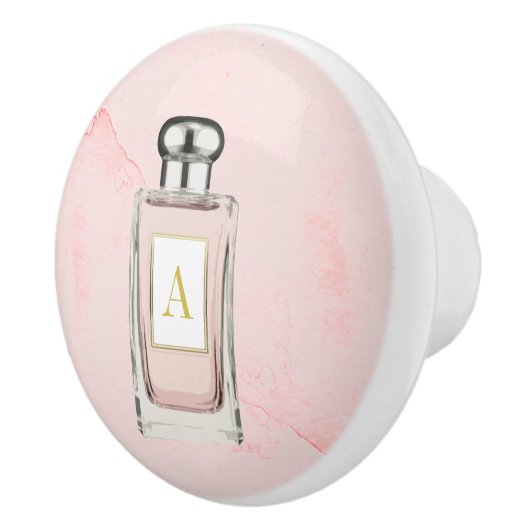 Französisch Rosa Parfüm Flasche Chic Monogram Pers Keramikknauf (Rechts)