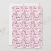Französisch Rosa Toile Floral Bow Baby Girl Dusche Save The Date (Rückseite)