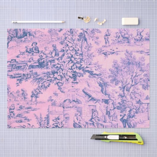 Französisch Rosa Toile Rokoko Rustikale Dekoupage Seidenpapier (Handwerk)