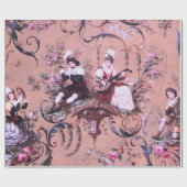 Französisch Rosa Toile Viktorianisch Style Blumend Geschenkpapier (Flach)