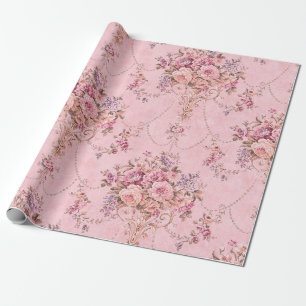 Französisch Rosa Viktorianisch Style Blumendekouti Geschenkpapier