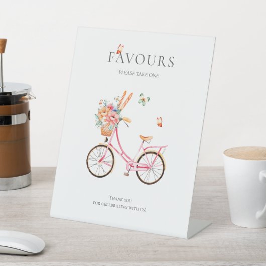 Französisch Rosa Vintage Fahrradfavoriten Sockelschild (In SItu)