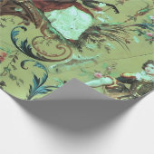 Französisch Sage Green Toile Viktorianisch Style D Geschenkpapier (Ecke)