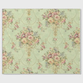 Französisch Sage Green Viktorianisch Style Blumend Geschenkpapier (Flach)