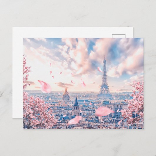 Französisch Sakura Postkarte (Vorne/Hinten)