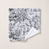 Französisch Schwarz-weiß Toile Chinoiserie Rustika Badhandtuch Set (Waschlappen)