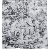 Französisch Schwarz-weiß Toile Chinoiserie Rustika Duschvorhang (Vorderseite)