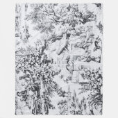 Französisch Schwarz-weiß Toile Chinoiserie Rustika Fleecedecke (Vorderseite)