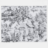 Französisch Schwarz-weiß Toile Chinoiserie Rustika Fleecedecke (Vorderseite (Horizontal))