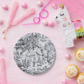 Französisch Schwarz-weiß Toile Chinoiserie Rustika Pappteller (Party)