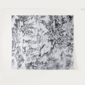 Französisch Schwarz-weiß Toile Chinoiserie Rustika Wandteppich (Vorderseite (Horizontal))