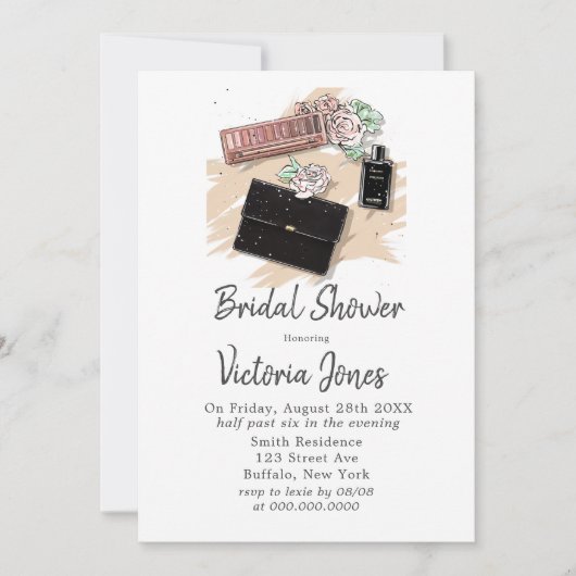 Französisch-Schwarzes Bekleidungs-Brautparty Einladung (Vorderseite)