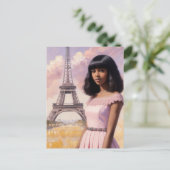 Französisch Schwarzes Mädchen Rosa Pariser Kunst Postkarte (Stehend Vorderseite)