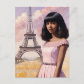 Französisch Schwarzes Mädchen Rosa Pariser Kunst Postkarte (Vorderseite)