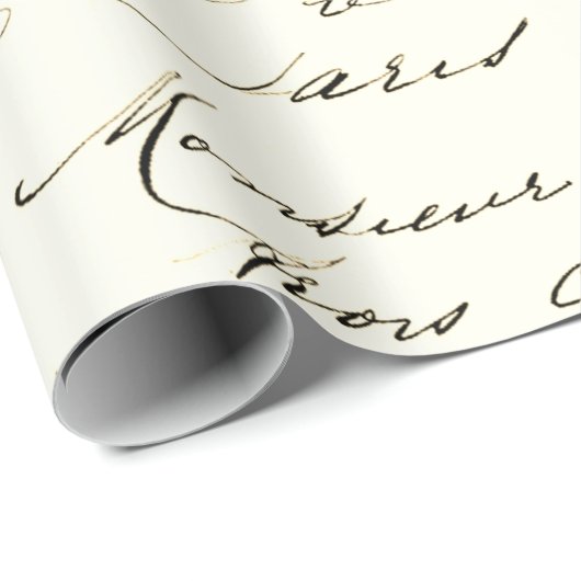 Französisch Script Vintag Decoupage Geschenkpapier (Rolleneckpunkt)
