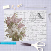 Französisch Script Vintag Lilac Blume Bird Postcar Seidenpapier (Handwerk)