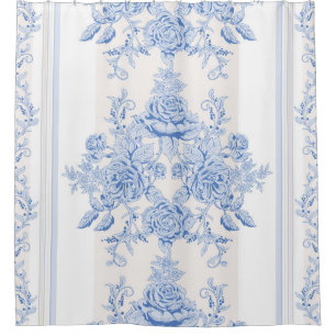 Französisch, Shabby Chic, Vintag, blassblau, wei Duschvorhang