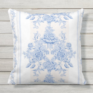 Französisch, Shabby Chic, Vintag, blassblau, wei Kissen
