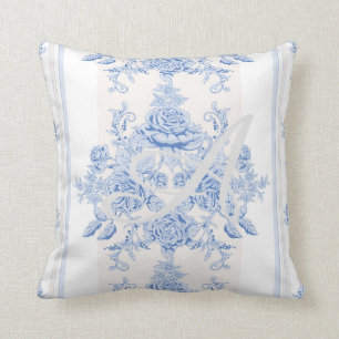 Französisch, Shabby Chic, Vintag, blassblau, wei Kissen