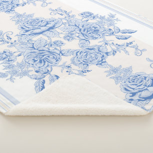 Französisch, Shabby Chic, Vintag, blassblau, wei Sherpadecke