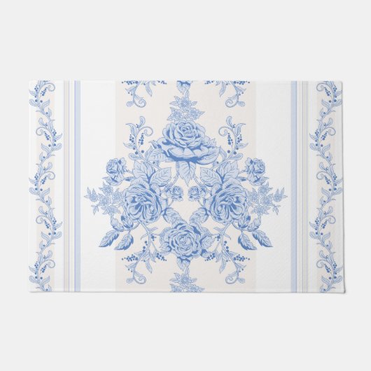 Französisch, Shabby Chic, Vintag, blassblau, weiß, Fußmatte (Vorderseite)