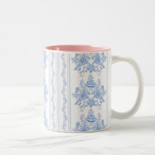 Französisch, Shabby Chic, Vintag, blassblau, weiß, Zweifarbige Tasse