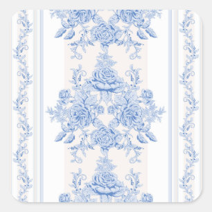 Französisch, Shabby Chic, Vintag, hellblau, weiß Quadratischer Aufkleber