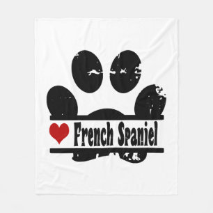 Französisch Spanisch Dog Paw Print Fleecedecke
