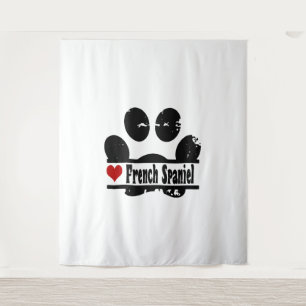 Französisch Spanisch Dog Paw Print Wandteppich