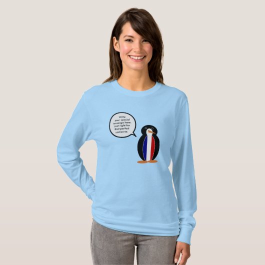 Französisch sprechende Frau Penguin Personalisiert T-Shirt (Vorne ganz)